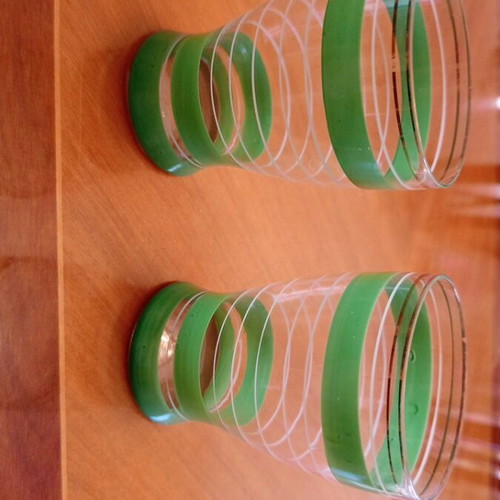 Borske Sklo Bohemia Serving Set, vintage 1960s emerald green