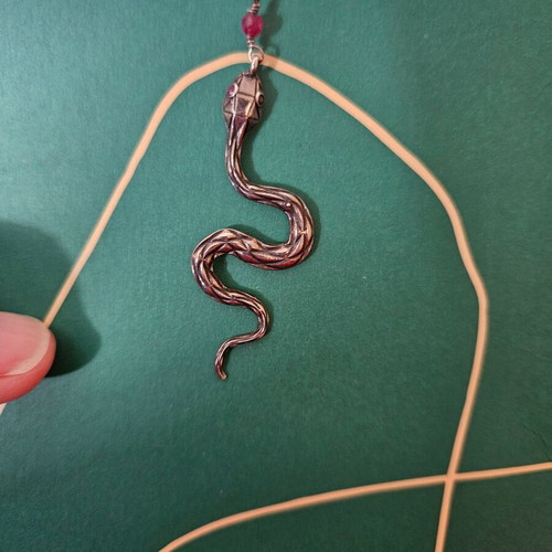 Snake necklace like new silver 925° with zircon and adjustable cord