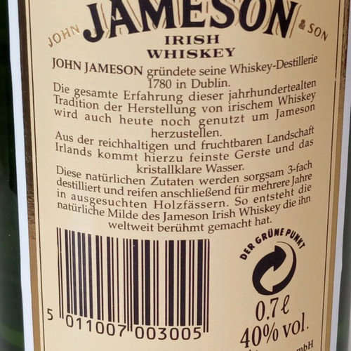 Collectible Jameson Irish Whiskey (Vintage Edition pre-2006) with metal box