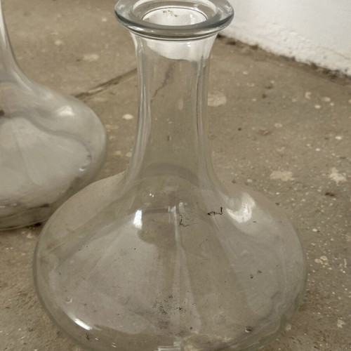 Clear Glass Carafes Set of 4 Used Decorative Vase Bottles