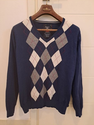 GANT men's sweater used, size medium, cotton, blue/grey