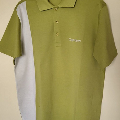 Zegna polo new olive with white stripe size M