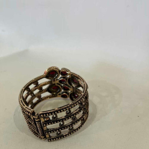 Vintage antique bracelet cuff with red beads Ottoman style