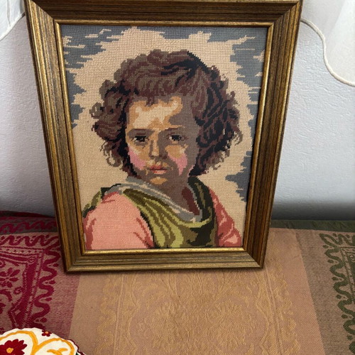 Handmade embroidered painting like new with frame