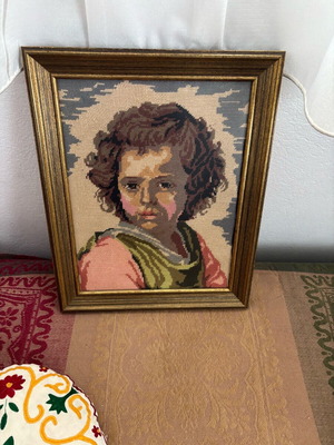 Handmade embroidered painting like new with frame