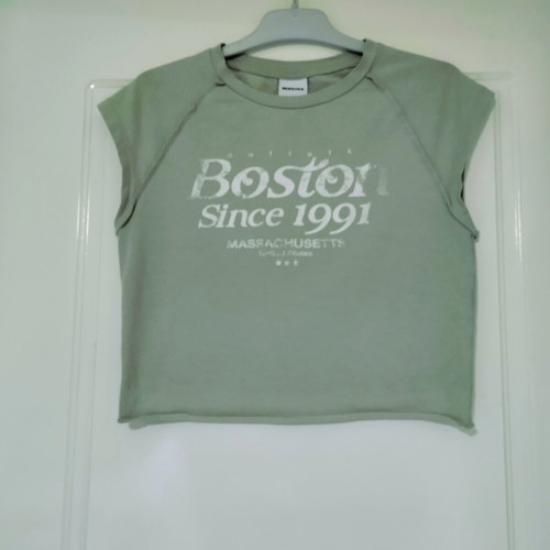Bershka crop top S green, like new