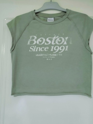 Bershka crop top S green, like new