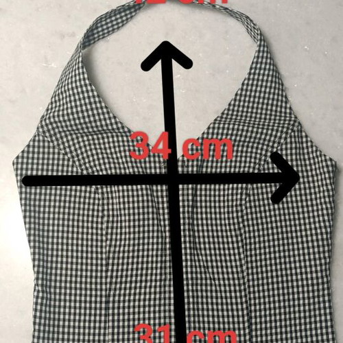 Vintage black and white gingham crop top halter neck like new