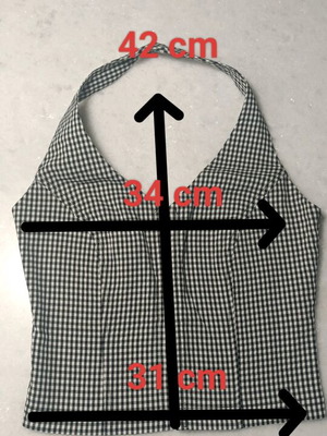 Vintage black and white gingham crop top halter neck like new