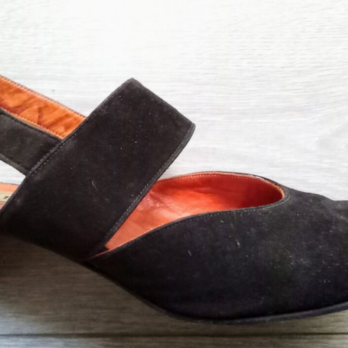 Tessera pumps used, size 37.5, black with wide strap, genuine leather