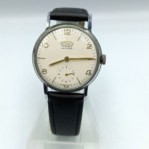 Technos mechanical wristwatch like new unisex, black and white