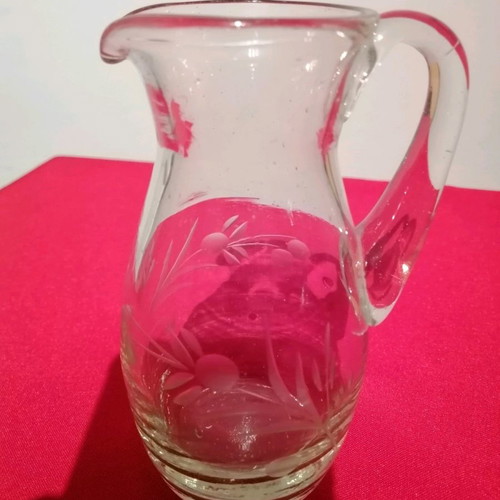 Crystal pitcher vintage small with engraved ears of wheat, like new