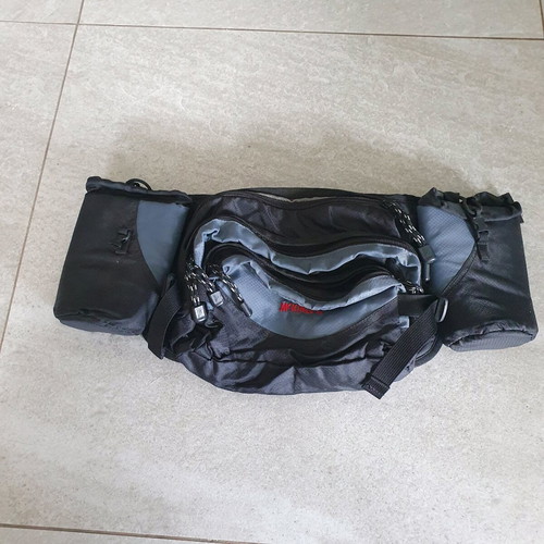 Waist bag with bottle holders like new, black and gray