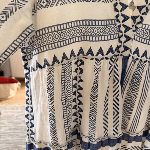 Vero Moda blue-white boho dress, 100% organic cotton, size S