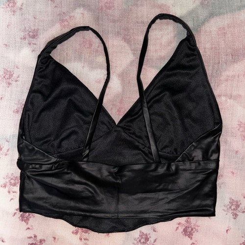 Bershka black satin crop top like new, size Small