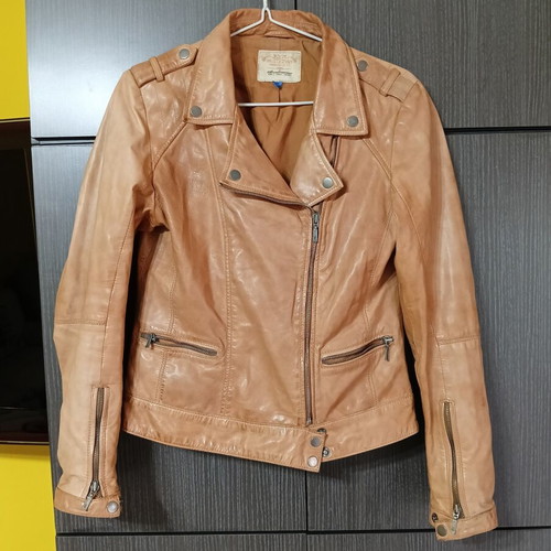 Stradivarius women's leather jacket used, beige, size L