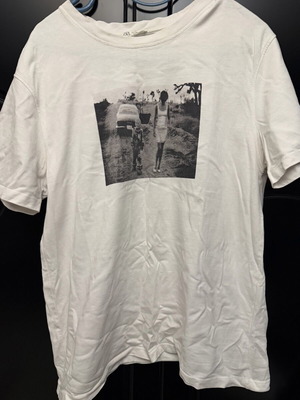 Zara t shirt φορεμένο, μέγεθος XL, μαύρο και άσπρο