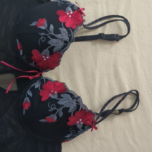 Transparent sexy nightdress like new, size S, black and red