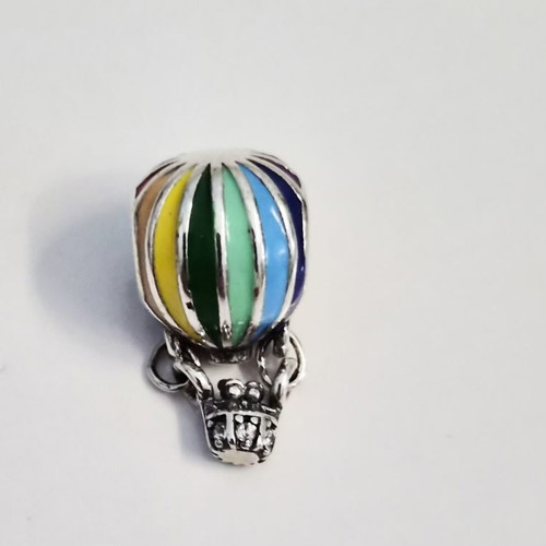 Silver charm hot air balloon with colorful enamel new