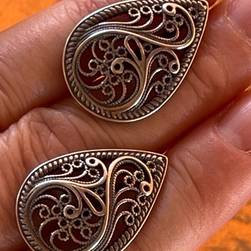 Silver Russian Filigree Earrings 925 stamped new