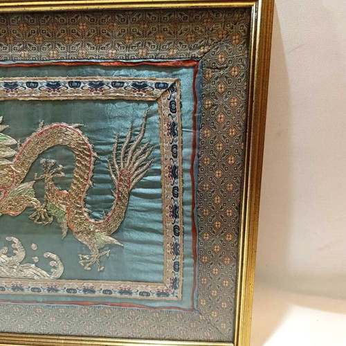 Chinese handmade embroidered frame on silk fabric like new