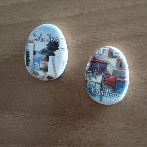 Ceramic fridge magnets from Kala Nera, Pelion, set of 2