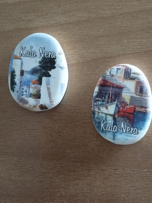 Ceramic fridge magnets from Kala Nera, Pelion, set of 2