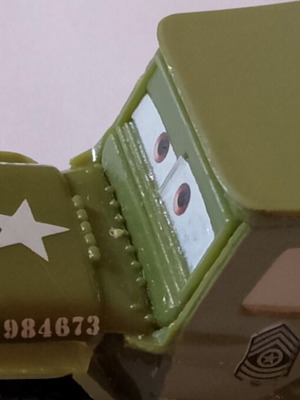 Disney Pixar Cars Sarge Jeep plastic toy like new, 5cm