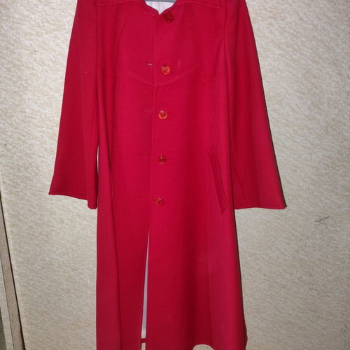Vintage women's coat trench used, red 70s–80s