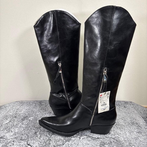Zara cowboy boots new black size 39