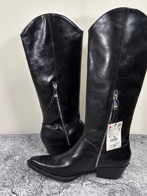 Zara cowboy boots new black size 39