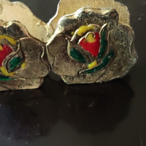 Napkin holder used, old handpainted with enamel