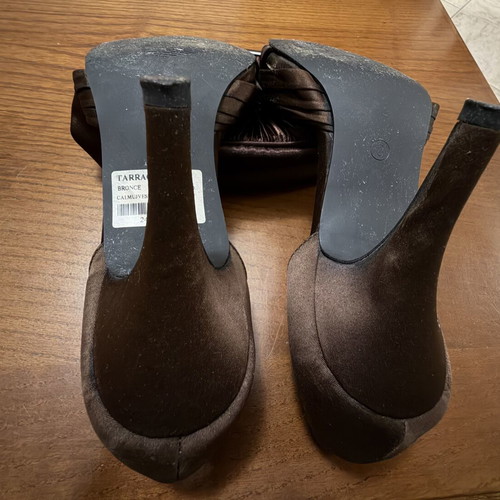 Satin brown bag with gift sandals size 39 like new