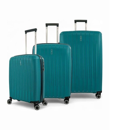 Rain hard travel suitcases set 3pcs petrol with 4 wheels