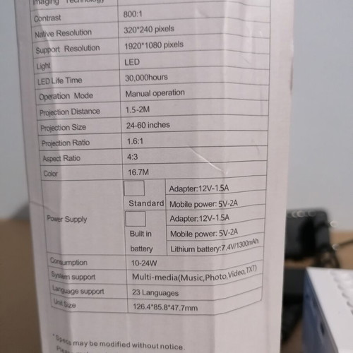 Mini Led Projector used with HDMI, USB, RCA ports