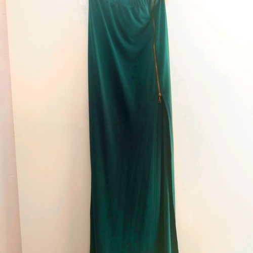 Maxi green skirt Paranoia like new with zipper and slit, size M