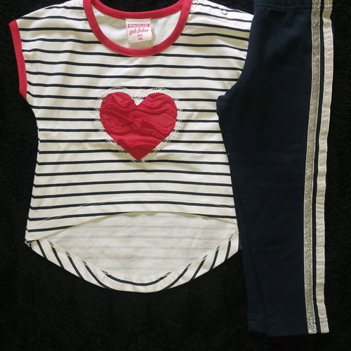 Clothing set for 9-month-old girls new, cotton with heart detail