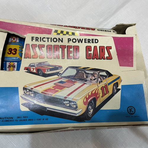 Vintage Racing Toy Cars used with box, Japanese friction powered