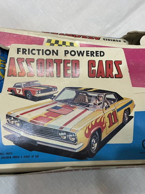 Vintage Racing Toy Cars used with box, Japanese friction powered