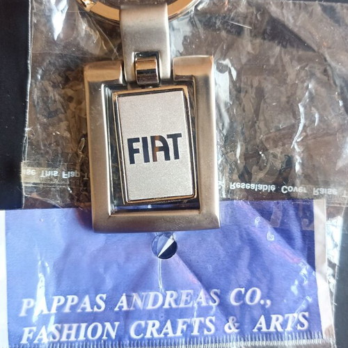Vintage Fiat spinning keychain, New Old Stock, heavy metal 37g