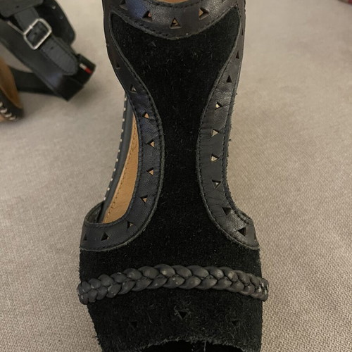 Tommy Hilfiger platform sandals used, leather and straw, size 39