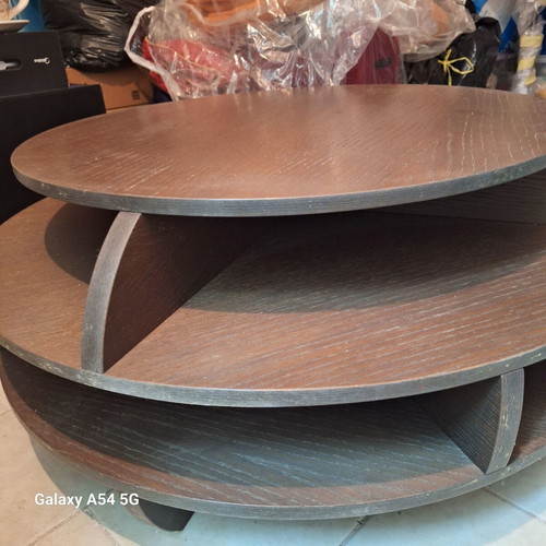 Coffee table used, round shape with storage compartments