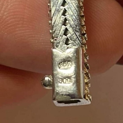 Vintage Silver Bracelet 800 Used With Rubies