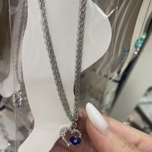 Anklet chain with blue and silver heart charm