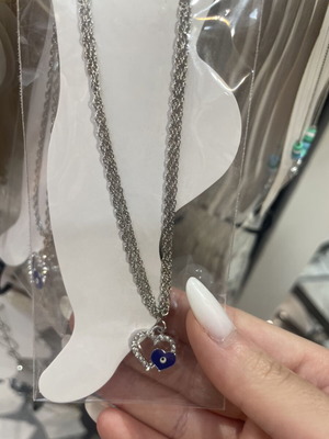 Anklet chain with blue and silver heart charm