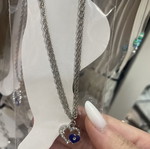 Anklet chain with blue and silver heart charm