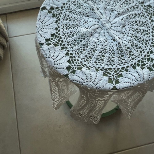 Crochet Tablecloth white round 80cm diameter handmade