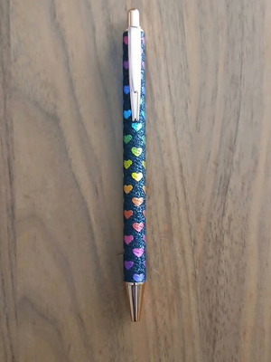 Metal pen with glitter and replacement gift