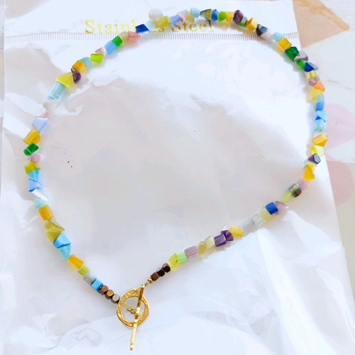 Women's Necklace with Semi-Precious Stones New, Stainless Steel