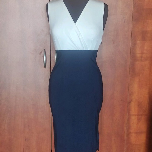 Pencil dress Vesper like new, two-tone midi
